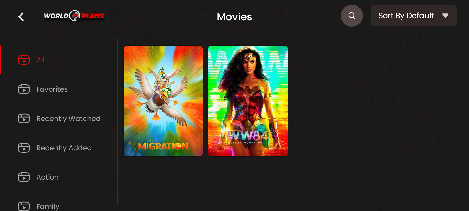 World Player library screen